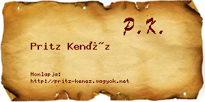Pritz Kenéz névjegykártya